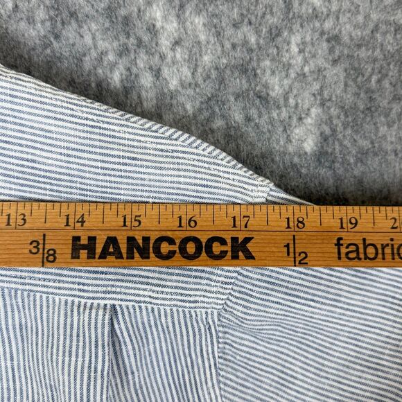 Quince Shirt Dress Women S Blue Pinstripe Linen Button Front Oversized Pocket - Picture 11 of 12